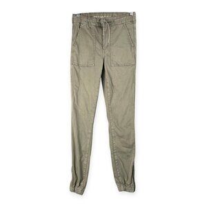 American Eagle Jegging Jogger Pants Womens 2 Green Stretch Utility Zip Grunge